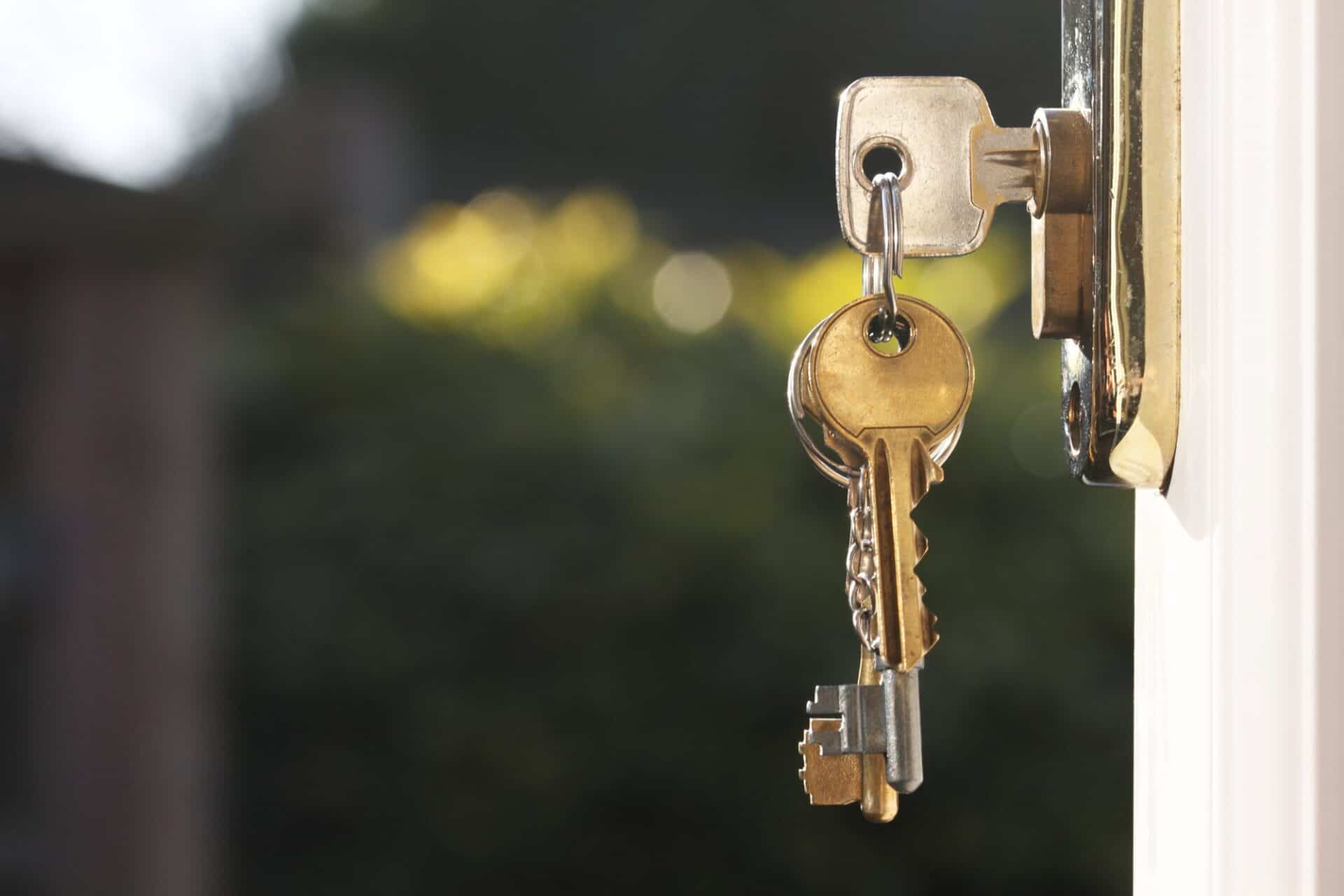 Keys in a property door lock